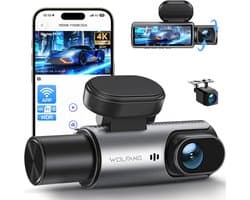 Dashcam voor auto - Zwart - 3-kanaals met 3 IPS-schermen - 4K en nachtzichtcamera - Voor voor-, achter- en binnenopname