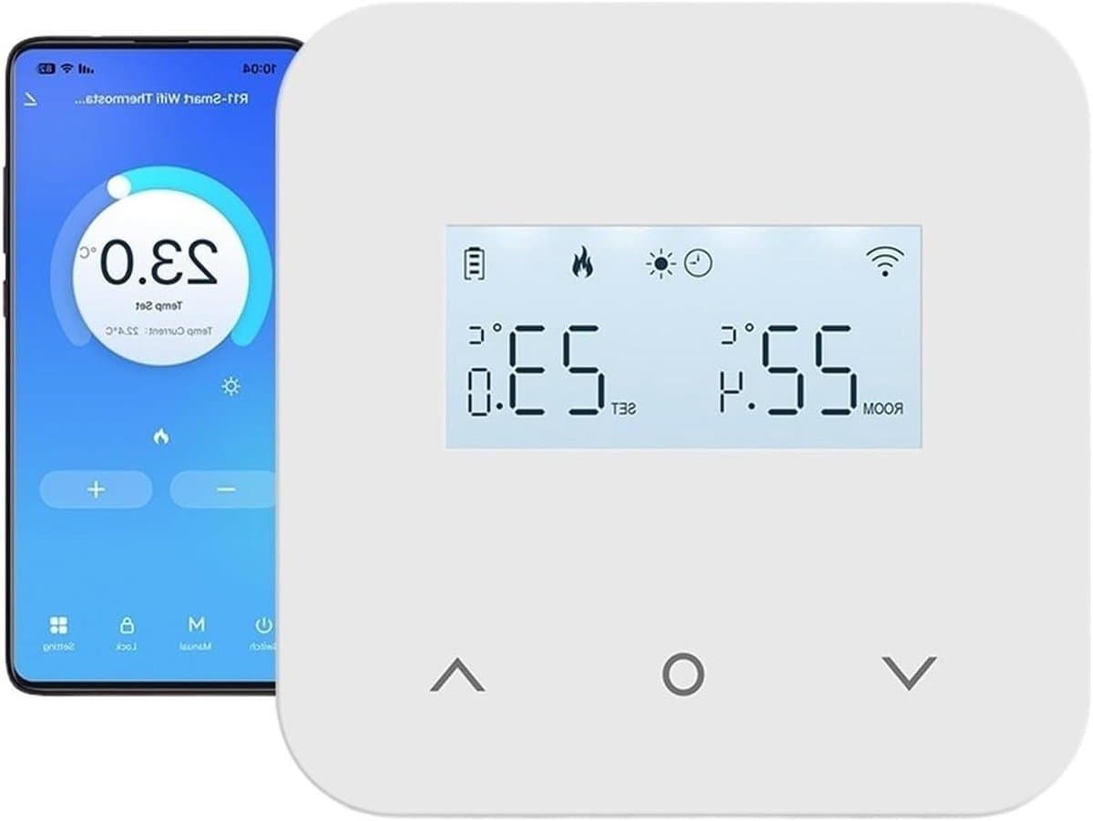 Slimme thermostaat - Wifi verwarming - Energie besparen - Dagelijkse programmering - 85x85x20 mm - Wit — afbeelding 1