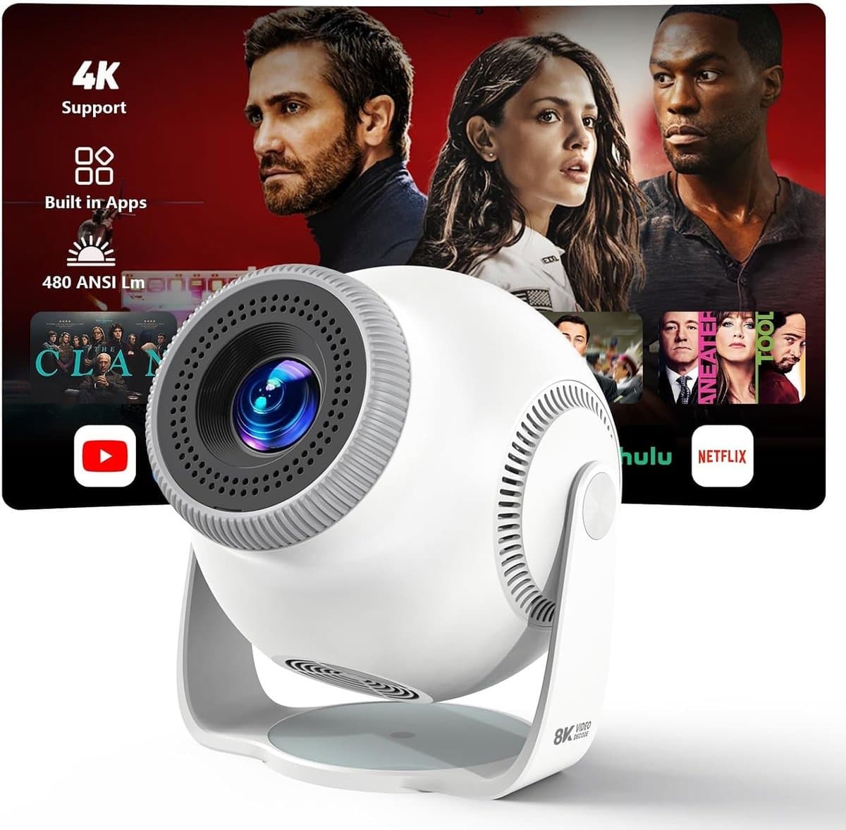 Draagbare Mini-Projector - Compact en Lichtgewicht - Wifi 6 en Bluetooth 5.4 - 1080p en 4K Decodering - Voor Thuisbioscoop en Buitengebruik — afbeelding 1
