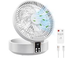 GELLDG Tafelventilator - Draagbare USB Ventilator met 3 Windsnelheden - Verstelbare Hoek & LED-Licht - Geschikt voor Bureau en Camping - 173x177x86mm - Plastic - Inclusief Telefoonhouder en Oplaadkabel