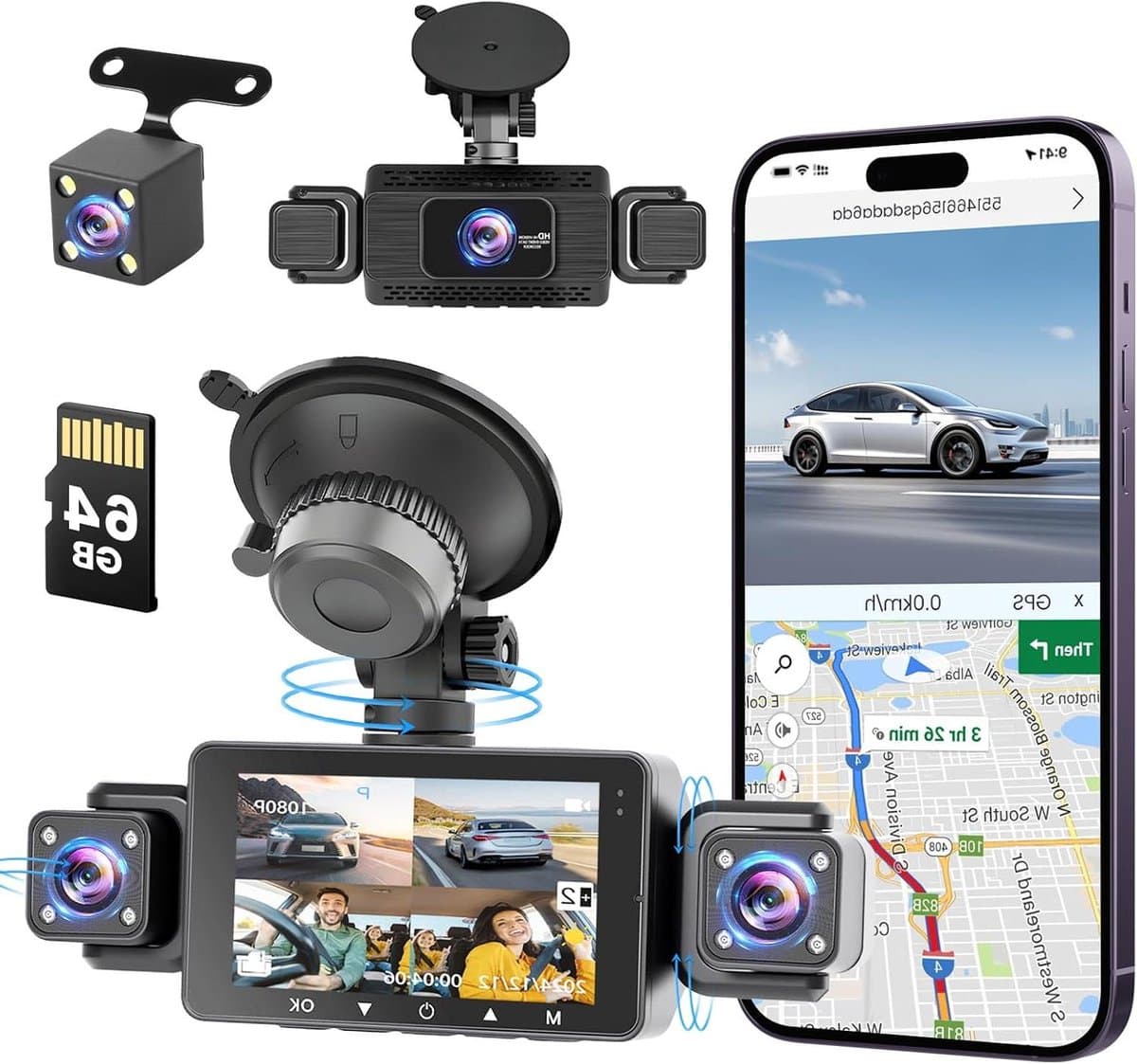 Dashcam Auto - Rijcamera Bewaking - Veilige Rit - 4K+1080P Resolutie - 3 Inch Scherm - Zwart — afbeelding 1