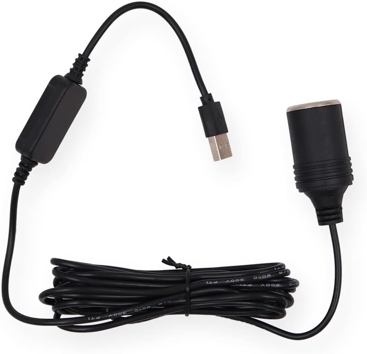 SnelShoppen - USB Poort naar 12V Auto Sigarettenaansteker Adapter Kabel voor Dashcam, GPS, Compact en Duurzaam, Ideaal voor Reizen — afbeelding 1