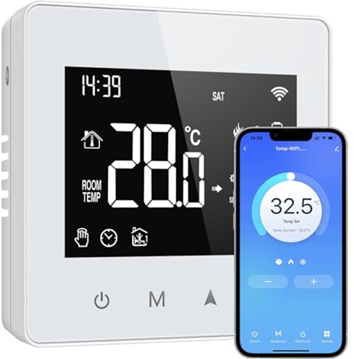 Wifi thermostaat met led-touchscreen - programmeerbaar, spraakbesturing en afstandsbediening — afbeelding 1