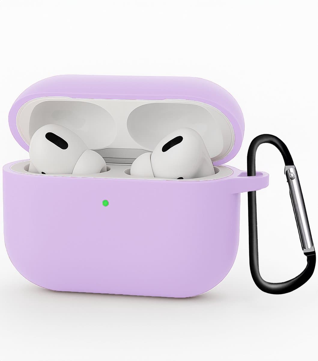 Hoesje - Geschikt voor Apple Airpods Pro 3 - met Clip - Siliconen Hoes - Silicone Case Cover - Lila — afbeelding 1