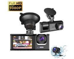 Gloovon - Dashcam Voor Auto 3 in 1 - Full HD - Voor en Achter Camera - Met Achteruitrijcamera - Nachtzicht - 170° Groothoeklens - Parkeermodus - G-Sensor - Loop Recording