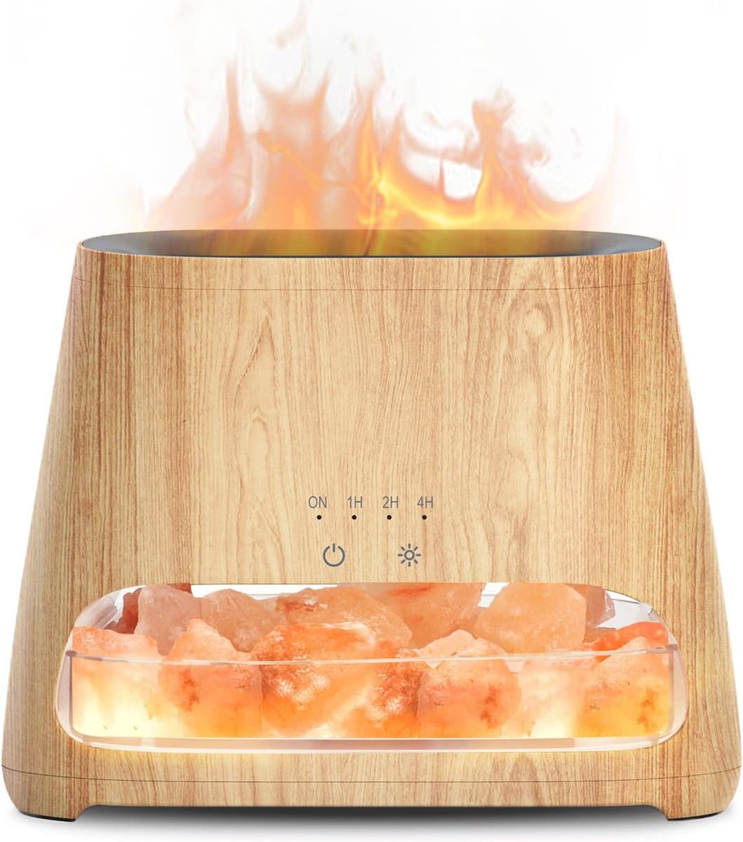 Aroma Diffuser & Zoutlamp 2-in-1 - Vlameffect & Luchtbevochtiger met LED Verlichting — afbeelding 1