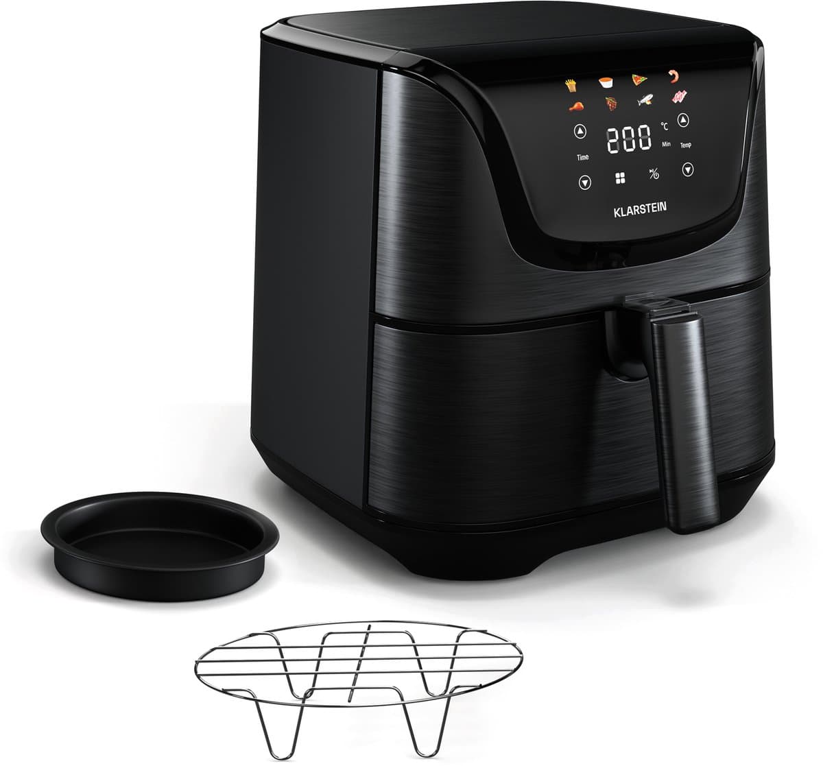 Klarstein Aerovital Deluxe Heteluchtfriteuse / Air fryer - 1700 W - 8 Functies - Inclusief Accessoires - 200°C - Timer - Zwart — afbeelding 1