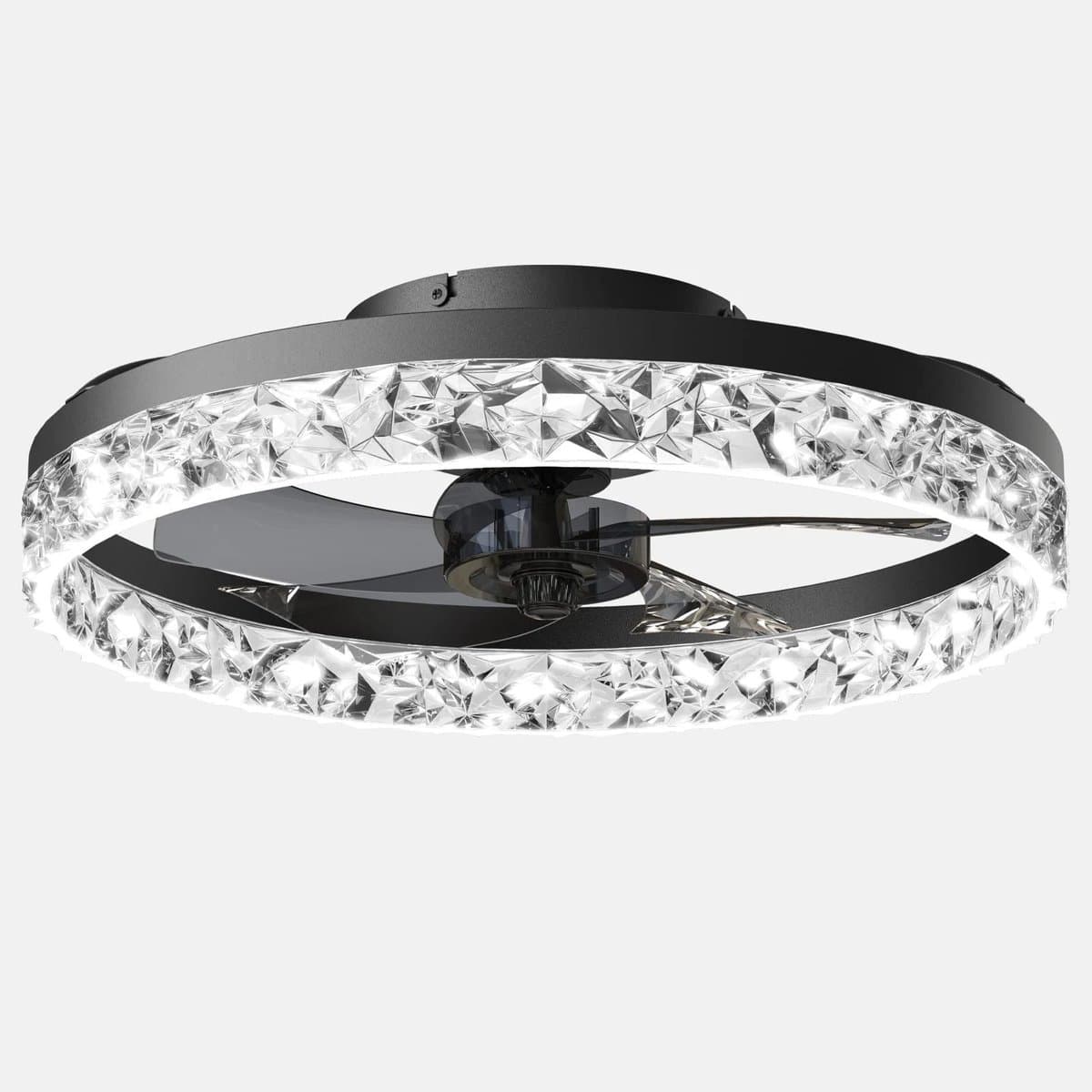 Luxe Plafondventilator - Met LED Verlichting - Dimbaar - Zwart - 50cm — afbeelding 1