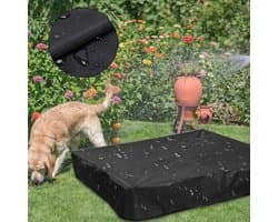 Zandbakafdekking 120 x 120 x 20 cm waterdicht en stofdicht - Oxford-stof - zwart - met trekkoord - voor zandbakken, zwembaden, terrassen en tuinen.