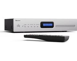Auna Art22 CD-speler HiFi met slot-in station, USB-ingang, CD-MP3-weergave, Afstandsbediening, Optische & coaxiale uitgangen – 3W geluidskwaliteit – Zilver