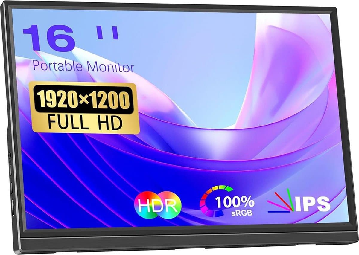White-Label® Portable Monitor - Draagbare Scherm - Gaming - Full HD - Zwart — afbeelding 1