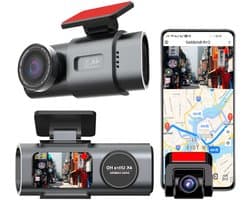 Dashcam voor Auto - 4K Dashcam - Dual Lens - 170° Groothoek - GPS - WiFi - Nachtvisie - 24H Parkeermodus - G-Sensor - 128GB Geheugenkaart inbegrepen - 6M RC Dashcam - Zwart