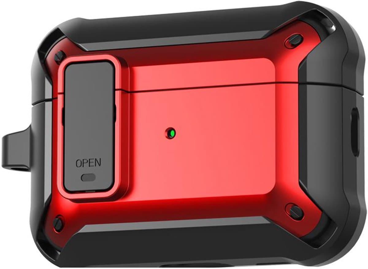 Telestore - Hoesje geschikte voor AirPods Pro 3 - TPU hybride hoesje Beschermhoes - Shockproof AirPods Pro 3 Cover - AirPods Pro 3 Hoesje - Geschikt voor Apple Airpods Pro 3 - rood - hard en TPU cover met sleutelhanger — afbeelding 1