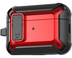 Telestore - Hoesje geschikte voor AirPods Pro 3 - TPU hybride hoesje Beschermhoes - Shockproof AirPods Pro 3 Cover - AirPods Pro 3 Hoesje - Geschikt voor Apple Airpods Pro 3 - rood - hard en TPU cover met sleutelhanger