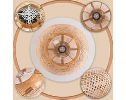 Bamboe Plafondlamp Met Verlichting En Afstandsbediening – Rustieke En Industrieel Design Plafondventilator