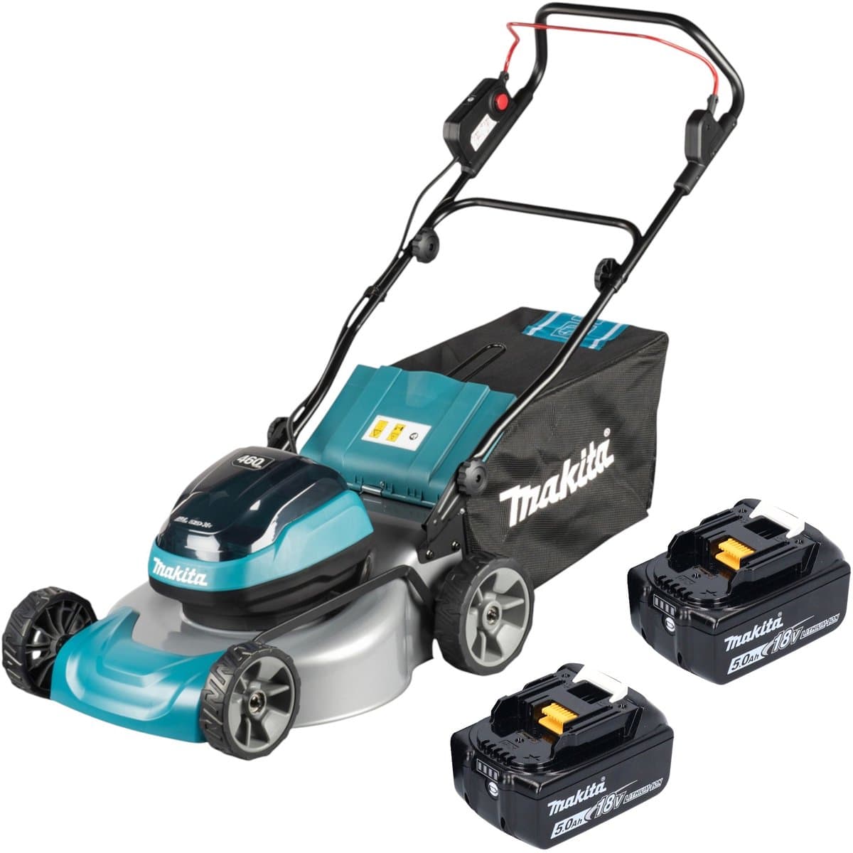 Makita DLM 466 T2 accugrasmaaier 36 V (2x 18 V) 46 cm borstelloos + 2x accu 5,0 Ah – zonder oplader — afbeelding 1