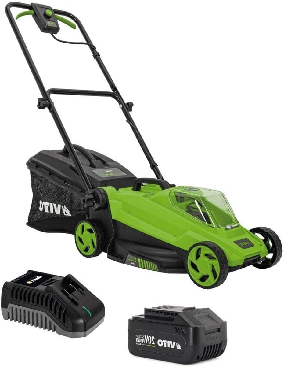 Draadloze Grasmaaier - Accu Grasmaaier - Gazon Onderhoud - Compact Ontwerp - 32 cm Maaibreedte - Grijs — afbeelding 1