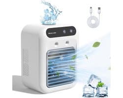 Draagbare Airco - 25W Oplaadbare Mini AC met 2 Koelsprays & 2 Snelheden - Persoonlijke Koelfan voor Slaapkamer, Kantoor, Buiten - Wit - 1 Stuk