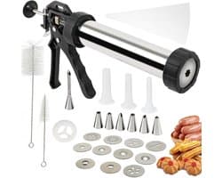 Koekjespers Set - Bakkerij Tool - Koekjes Bakken - Roestvrij Staal - 11 Spuitmonden - Zwart