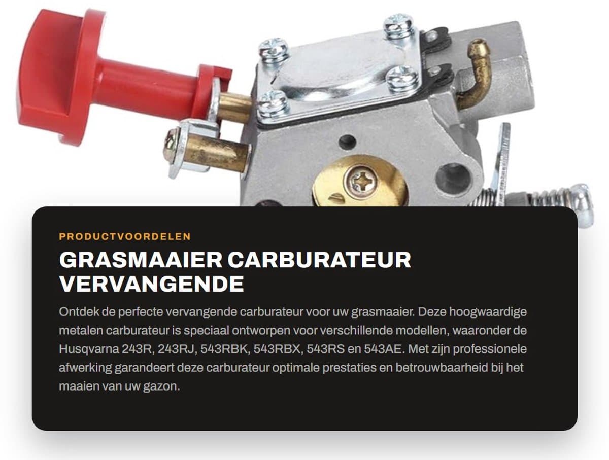 Dailygoods- Carburateur Vervanging - Metalen Carburateur - Aftermarket Carburateur - Geschikt voor 243R/243RJ/543RBK/543RBX/543RS/543AE - Hoogwaardige Kwaliteit - Eenvoudig te Installeren - Motoronderdeel — afbeelding 1