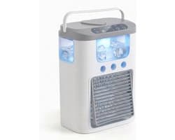 Ventilator - Draagbare luchtkoeler en ventilator - mini airco met 3 snelheden & 3 sproeistanden, 600 ml watertank, RGB-verlichting, oplaadbare mini-tafelventilator(grijs)