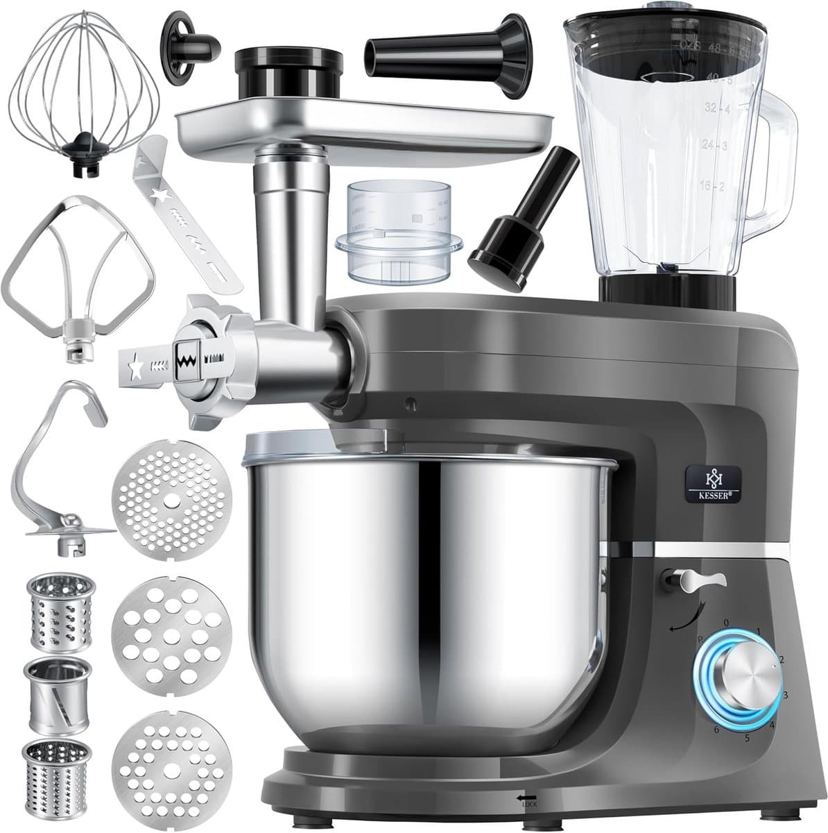 Krachtige 3-in-1 Keukenmachine met Vleesmolen, Sapcentrifuge en Pastamaker — afbeelding 1