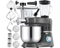 Krachtige 3-in-1 Keukenmachine met Vleesmolen, Sapcentrifuge en Pastamaker