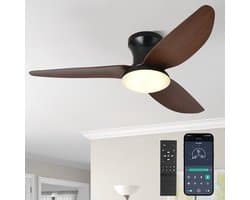 Rosnek Plafondventilator met Verlichting - 100 cm Diameter Smart Lamp met Afstandsbediening & App - 6 Windsnelheden, 3 Kleurtemperaturen - Plafond Ventilator Lamp met Timer, Landelijke Stijl voor Slaapkamer, Woonkamer & Terras