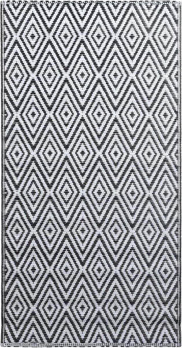 vidaXL - Buitenkleed - ARAKIL - 120x180 - cm - PP - wit - en - zwart — afbeelding 1