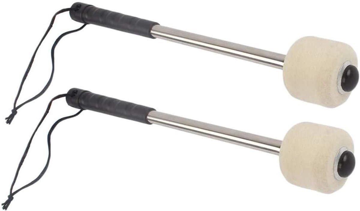 Ynkkvre - Drumstokken - Viltstift drumstokken - BasDrum Schlägel - Paukenschlägel - Percussie mallets - Hoogwaardige viltkop voor superieure klank - Roestvrijstalen handvat met antislip grip - Geschikt voor mars- en orkestgebruik — afbeelding 1