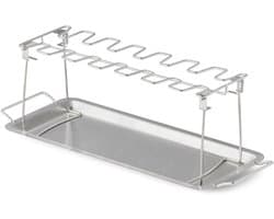 Kippenvleugelhouder – bbq accesoires – kiphouder Oven – Inclusief Opvangbakje – inklapbaar – RVS