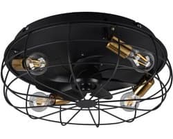 REALITY TRONDHEIM - Ventilator - Zwart mat - excl. 4x E27 4 W - Licht apart schakelbaar - Afstandsbediening - 3 snelheidsinstellingen - Timer