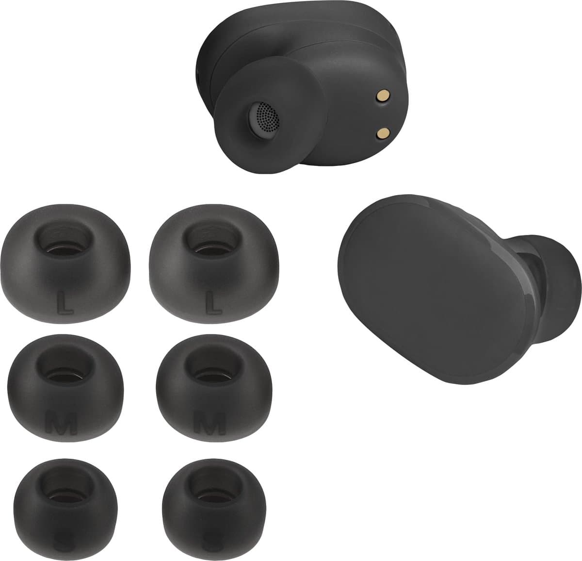 kwmobile 6x cover voor in-ear oortjes geschikt voor JBL Tune Buds - Vervangende oordopjes van siliconen in zwart - 3 maten — afbeelding 1