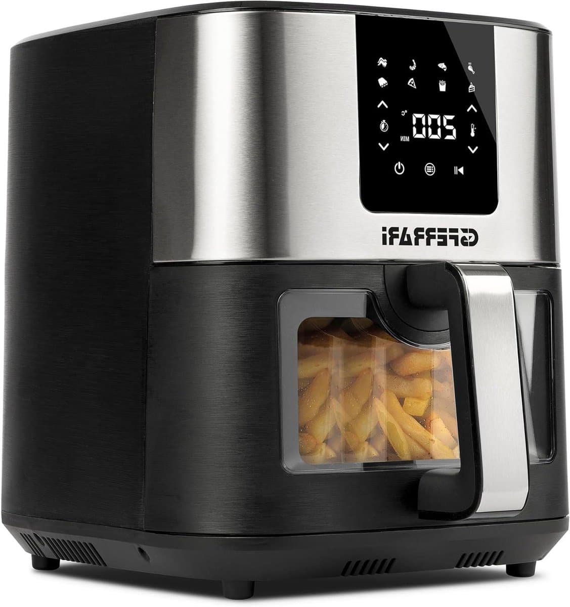 Airfryer - Heteluchtfriteuse - Gezond Koken - 8 Programma's - 9 Liter - Staal Zwart — afbeelding 1