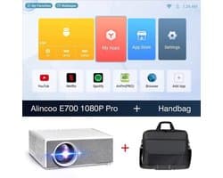 Alincoo - E700 - Beamer - Projector Beamer - Mini Meamer - 4k - Full HD 1080P - 1920x1080dpi - Automatische focus - 5G - met WiFi - 28000 Lumens - Wit