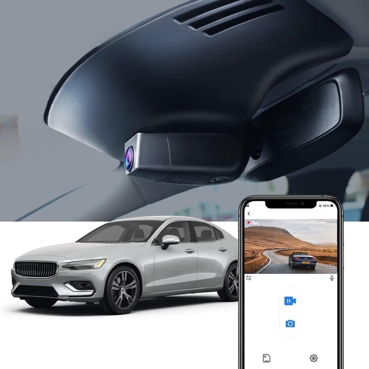 Dashcam voor Volvo S60 V60 2019-2022 - 4K UHD - OEM-stijl - WiFi App - G-sensor - 64GB — afbeelding 1