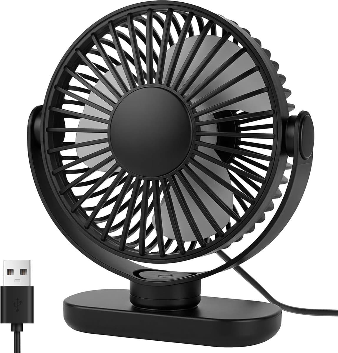 Solvix tafel ventilator geluidloos - Tafelfan - Zwart - 360° Rotatable - Ultra-stil - Voor Thuis en Kantoor — afbeelding 1