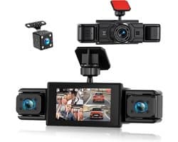 4-kanaals Dashcam - Auto Camera Set - Verkeersveiligheid - 360 Graden Zicht - 3 inch Display - Zwart