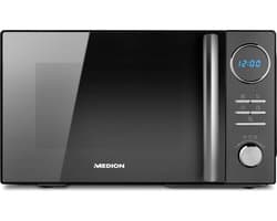 MEDION 3-in-1 magnetron met grill- en heteluchtfunctie (23 liter, 900 watt, 1.000 watt grill, 1.680 watt hetelucht, 10 automatische programma's, ontdooifunctie, display, MD11493) zwart
