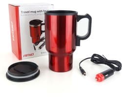 AMiO Auto Koffie/Thee Verwamer Thermisch (12v) Rood met Autostekker Sigarettenaanstekerplug