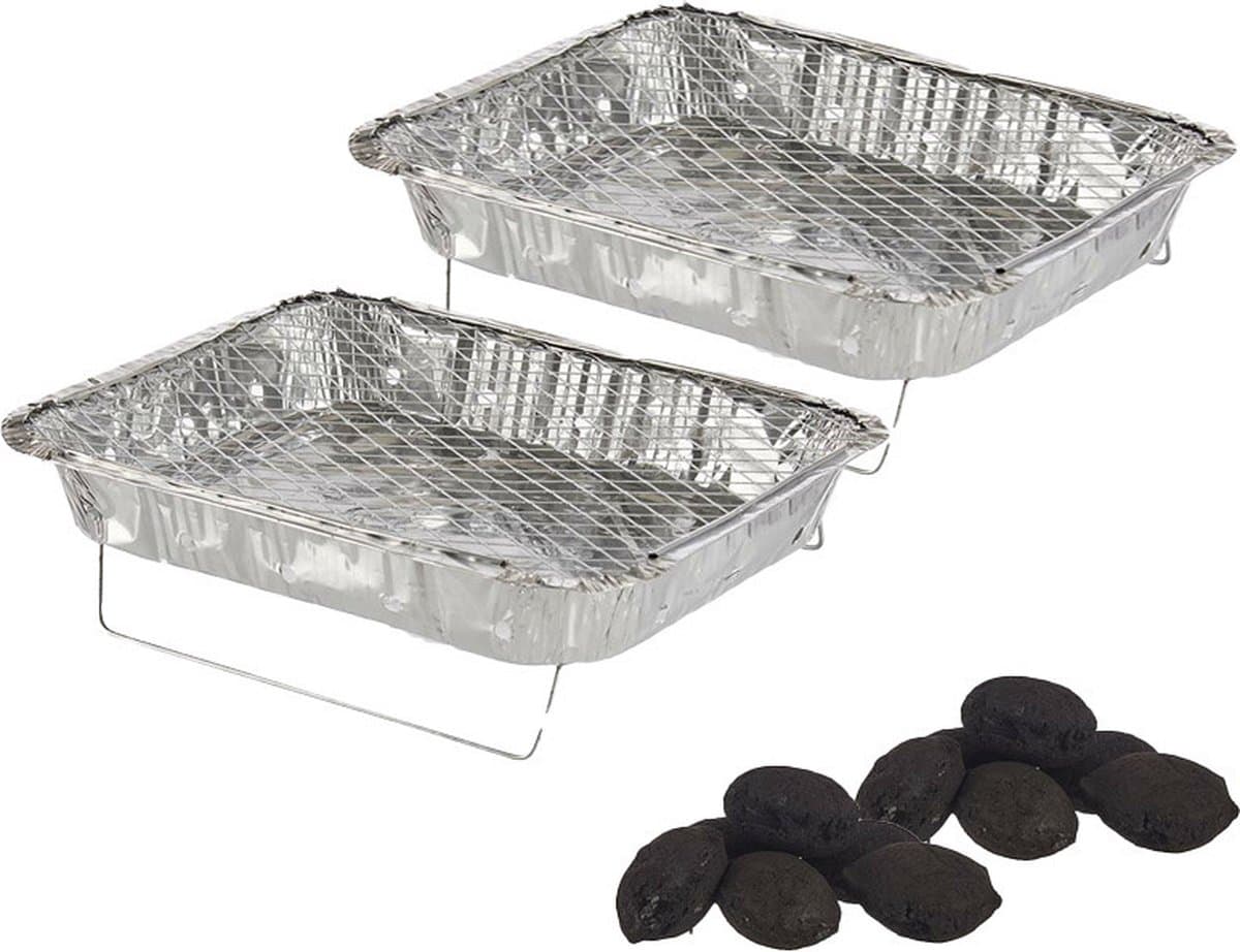 La Dehesa Eenmalig gebruik wegwerp BBQ/Barbeque grills - 2x - 31 x 23 x 6 cm — afbeelding 1