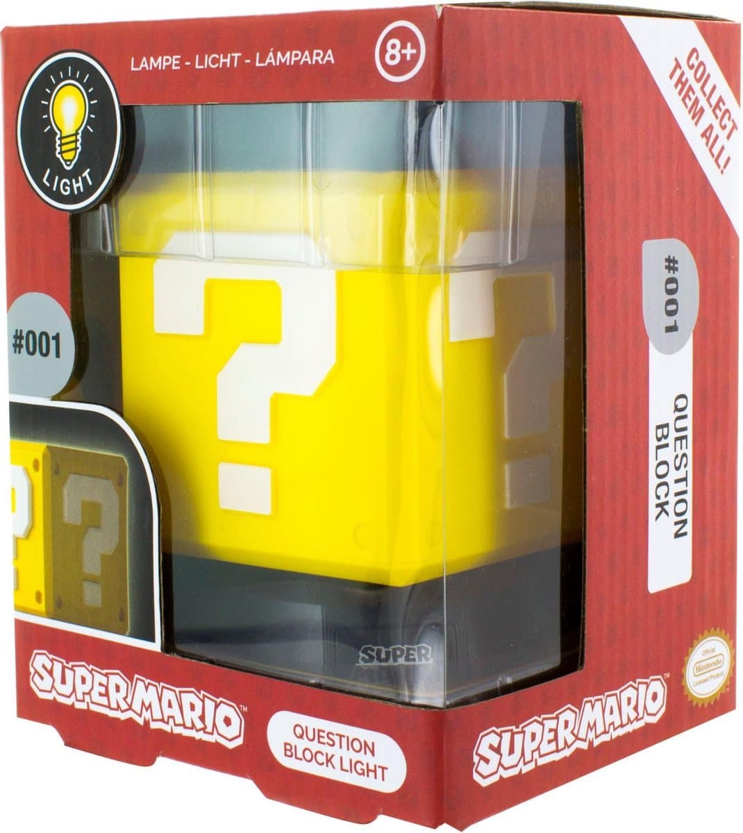 Question Block Icon Light, officieel gelicentieerde Super Mario Bros vrijstaande bureaulamp, gamingkamer decoratie en merchandise voor jongens en meisjes, nachtlampje cadeau-accessoire voor de slaapkamer – Paladone — afbeelding 1
