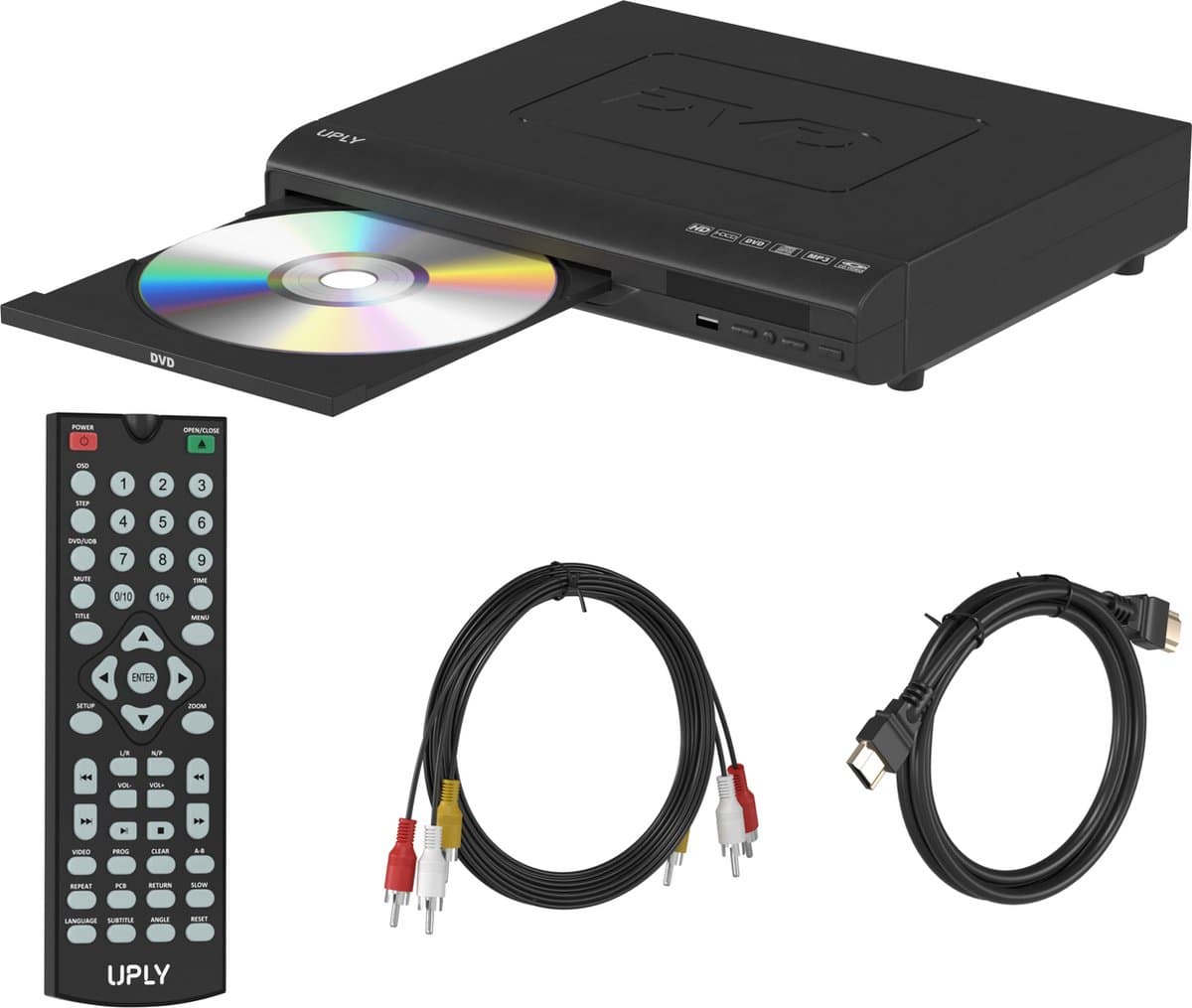 UPLY DVD Speler met HDMI - Full HD - 1080p - Regiovrij - Inclusief HDMI Kabel en Afstandsbediening - DVD en CD Speler - USB — afbeelding 1