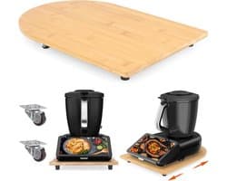 Schuifplank Keukenmachine - Rolplank Keukenapparaat - Keukenapparaat Verplaatsen - Met 360° Wielen - 40.8 cm - Bamboe