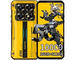 OUKITEL WP60 Rugged Smartphone 5G - 36GB RAM - 512GB ROM - 7,2 inch 120Hz - 10000mAh 33W - 108MP Camera - Dual SIM - Android 15 - NFC GPS - Geel