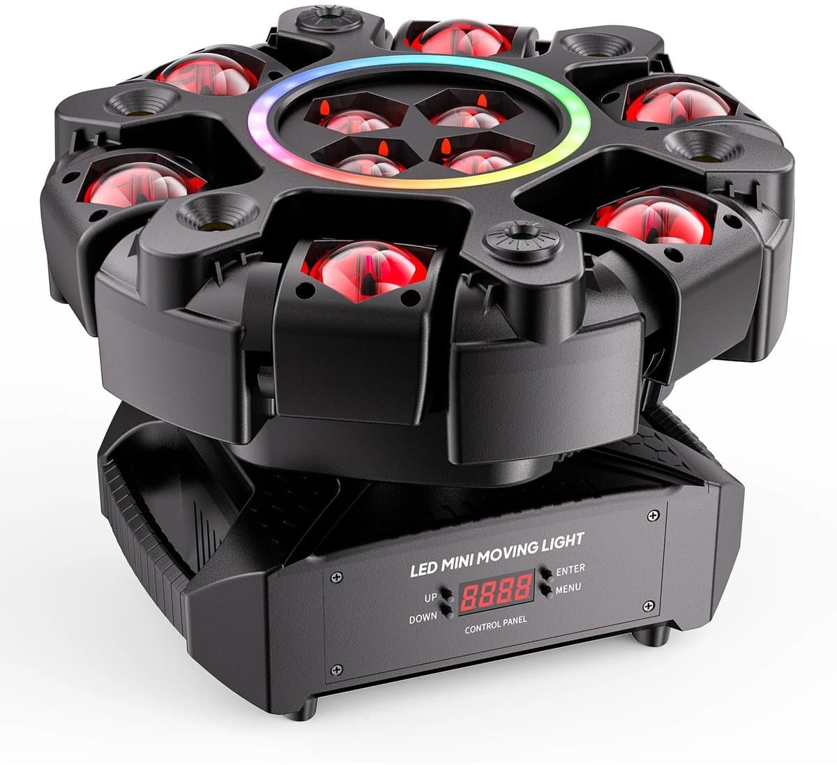 Velori Moving Head Stage Light 150W - RGBW DJ Verlichting met Honeycomb Beam Effect - DMX512 Podiumverlichting - 6 Armige Beam Moving Head - Strobe Disco Lamp — afbeelding 1