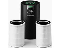AtmosPure® CleanAir Luchtreiniger - Air Purifier met vervangbaar HEPA 13 Koolstof filter + Extra filter - CADR 250 m³/h - Zwart - Voor 98 m² - Werkt tegen huisstofmijt, hooikoorts, allergie, -3 standen + stille slaapstand - Luchtkwaliteit Sensor