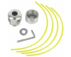 Universele aluminium trimmerkop, dubbel snoeruiteinde, nylon spoelkop, Geschikt voor grasmaaier, 1 snoeruiteinde + 4 snoeren