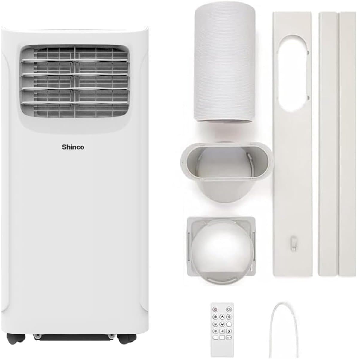 Daity Draagbare airconditioner van 9000 BTU – Drie-in-één functie (airconditioning, ontvochtiging, luchttoevoer) – Slaapstand – 2,1 kW vermogen – Inclusief afstandsbediening, afdichtingsplaat, afvoerbuis, connector en plat mondstuk. — afbeelding 1