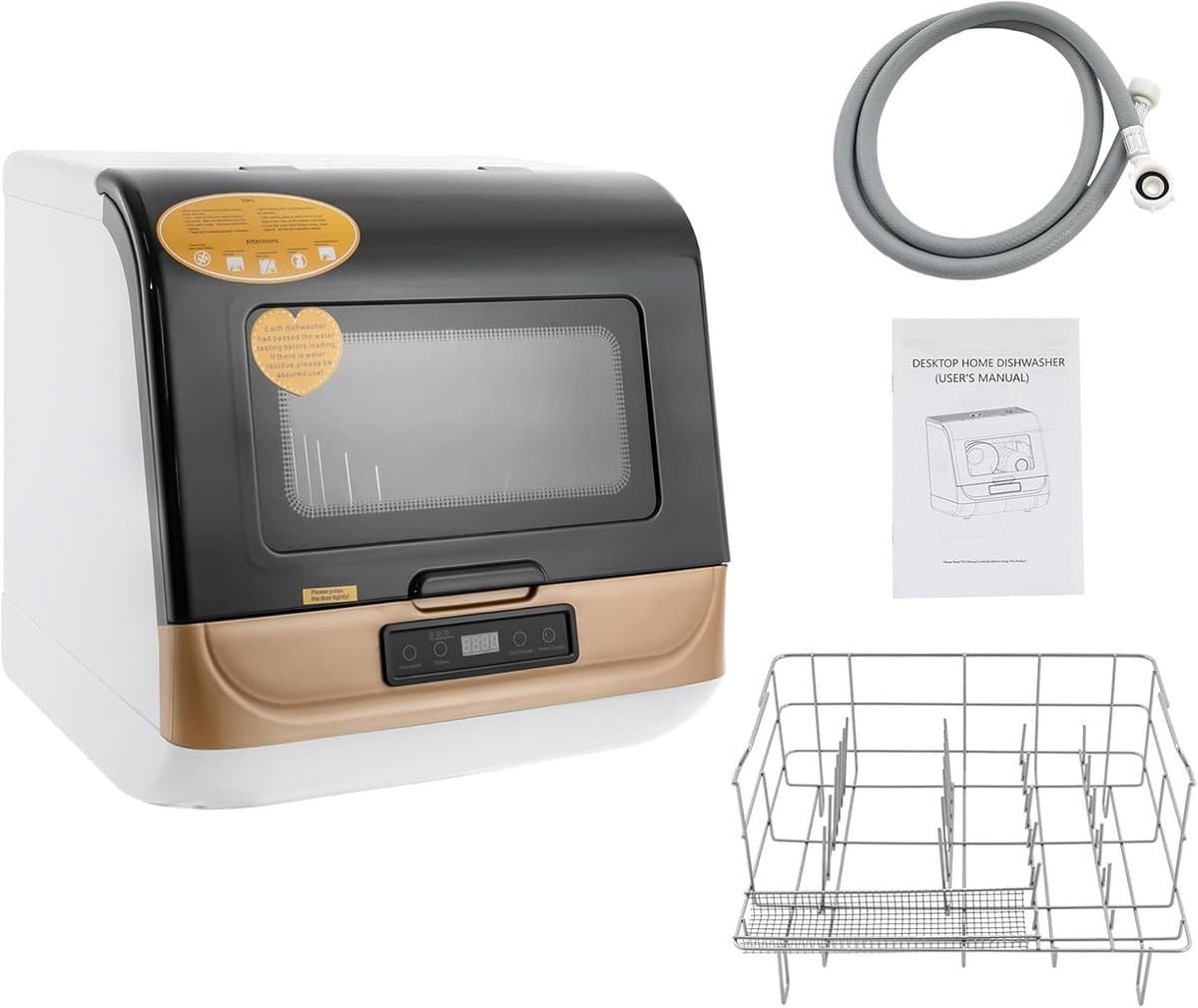 Mini Vaatwasser - Tafelmodel Apparaat - Snel Afwassen - Drie Wasprogramma's - 45 x 40 x 448 cm - Goud — afbeelding 1